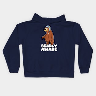 Bearly Awake black bear Forest pun gift idea present Kids Hoodie